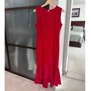 Calvin Klein High-Low Midi Dress - Red Size 6